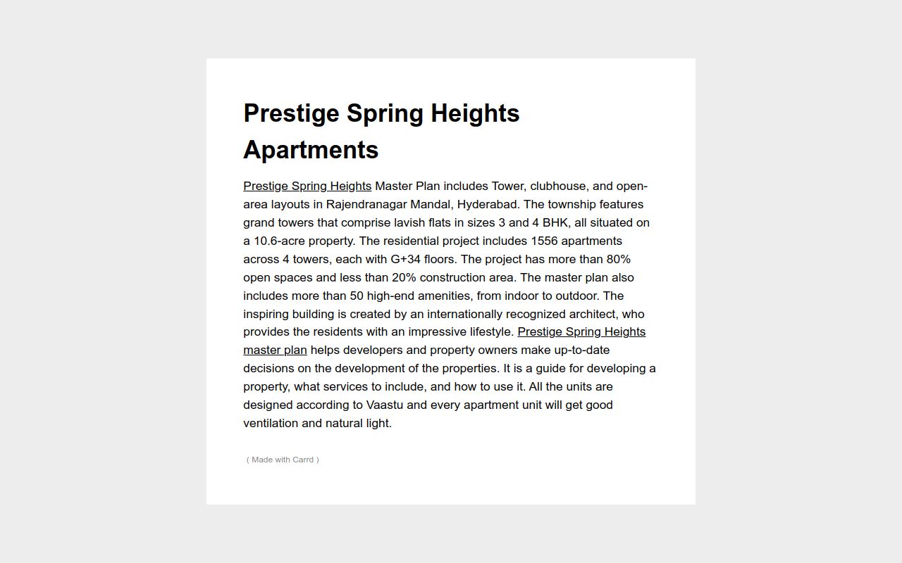 Prestige Spring Heights